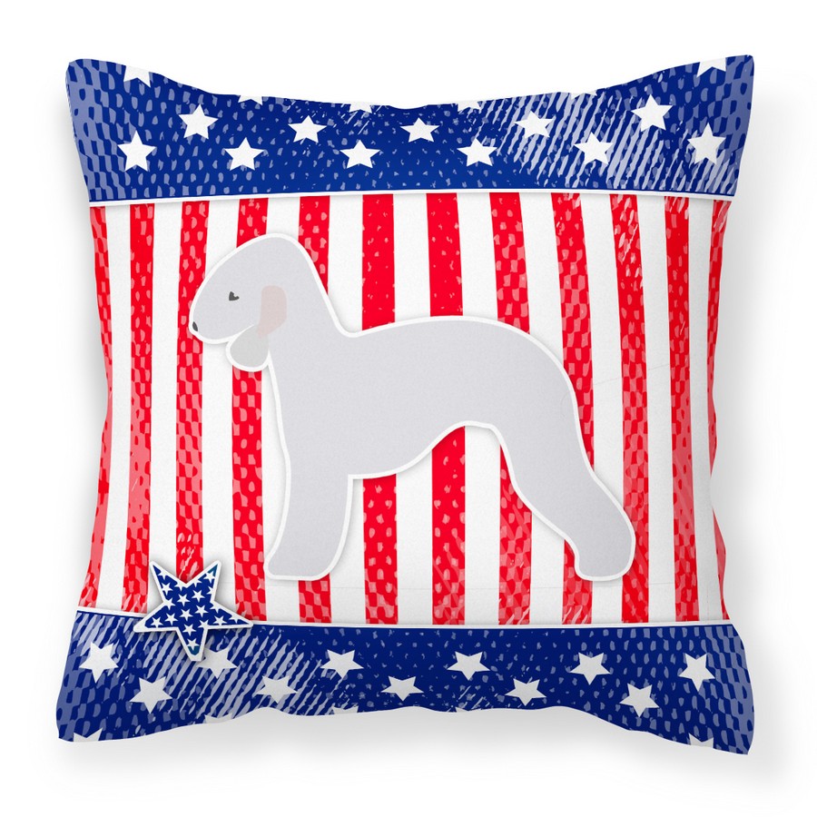 USA Patriotic Bedlington Terrier Fabric Decorative Pillow