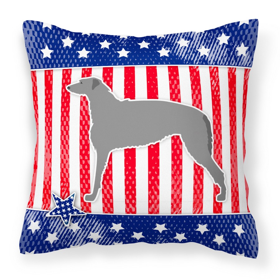 USA Patriotic Scottish Deerhound Fabric Decorative Pillow