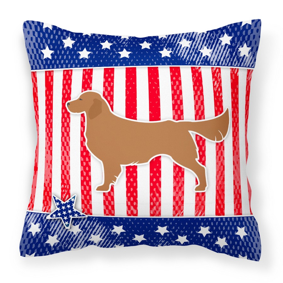 USA Patriotic Golden Retriever Fabric Decorative Pillow