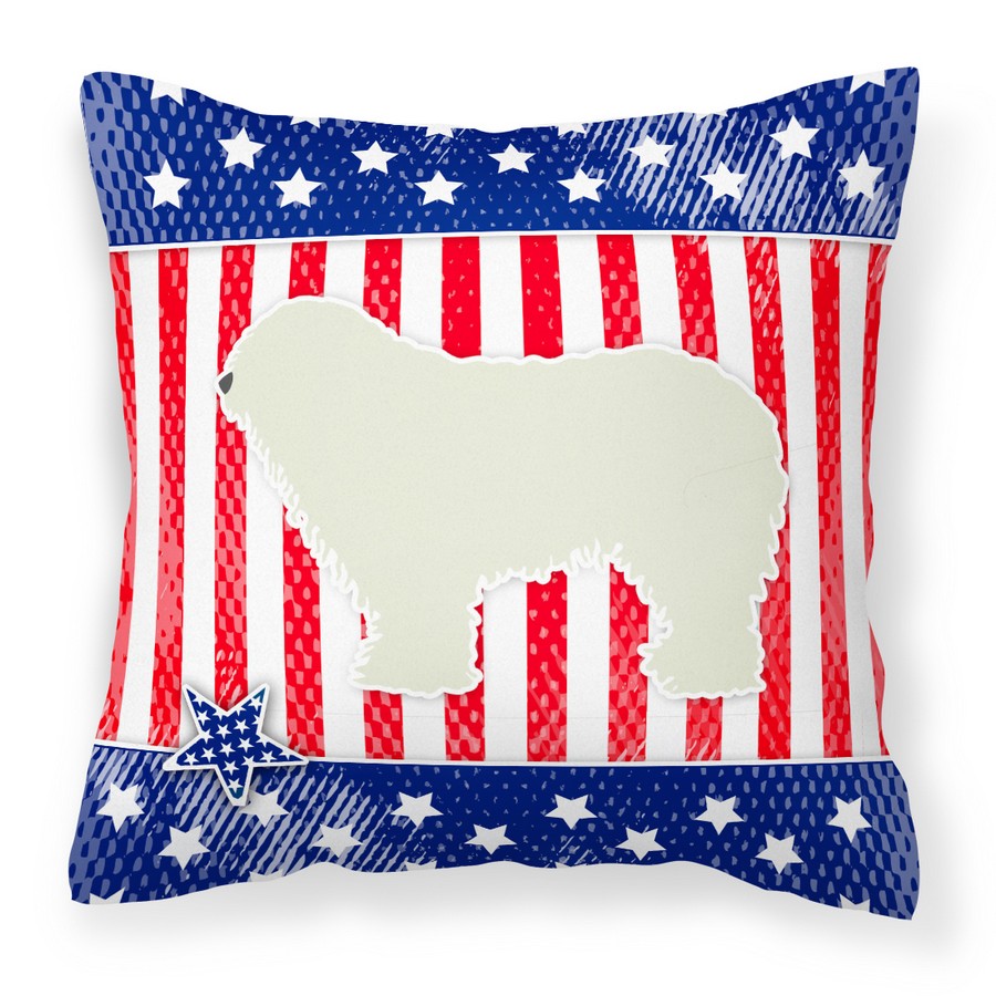 USA Patriotic Komondor Fabric Decorative Pillow