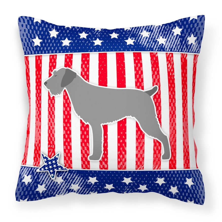 USA Patriotic German Wirehaired Pointer Fabric Decorative Pillow