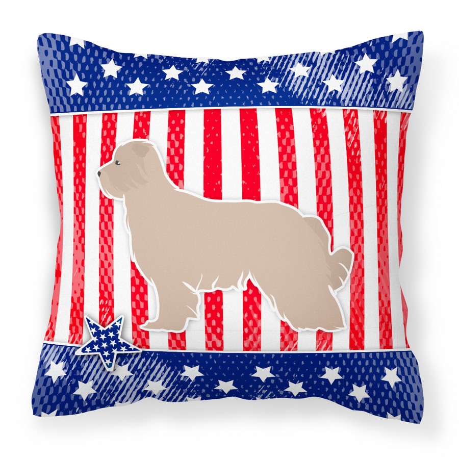 USA Patriotic Pyrenean Shepherd Fabric Decorative Pillow