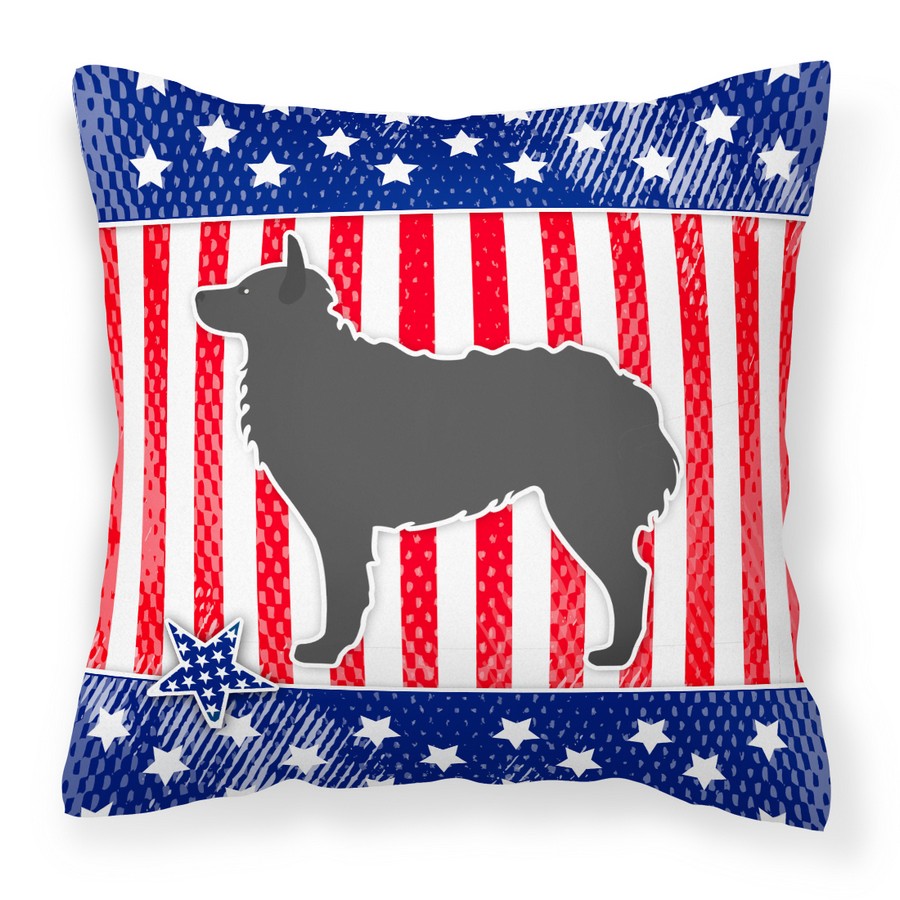 USA Patriotic Croatian Sheepdog Fabric Decorative Pillow
