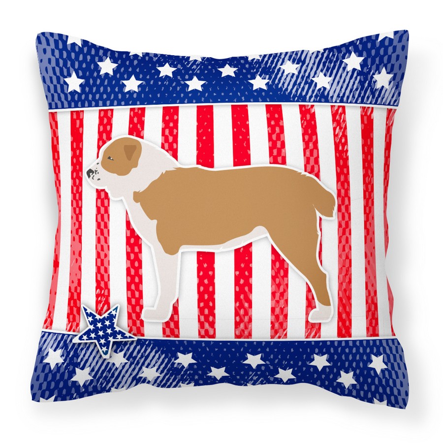 USA Patriotic Central Asian Shepherd Dog Fabric Decorative Pillow