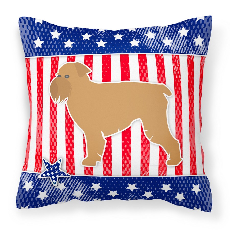 USA Patriotic Brussels Griffon Fabric Decorative Pillow
