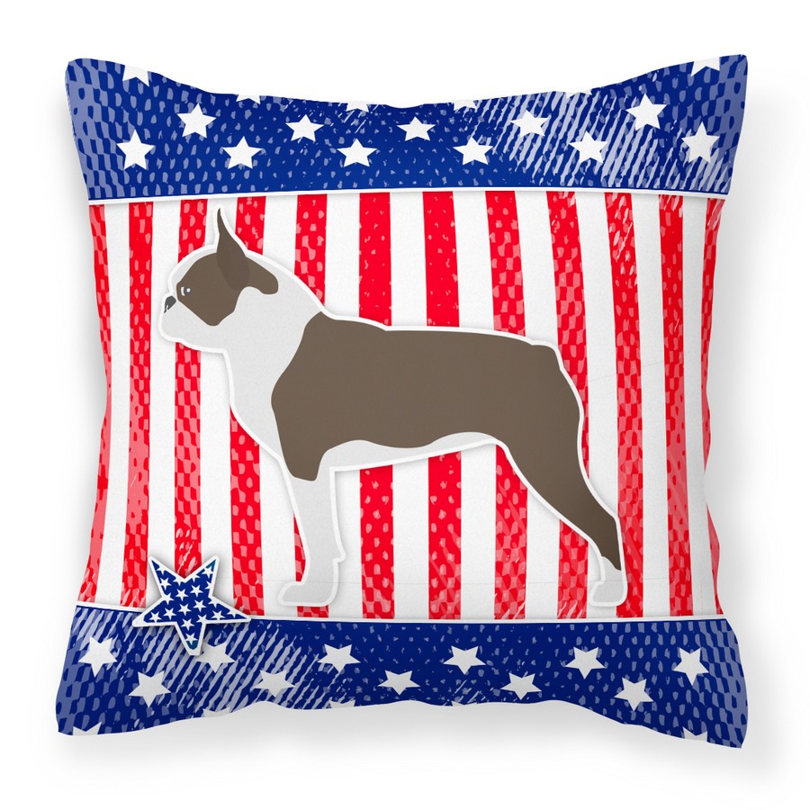 USA Patriotic Boston Terrier Fabric Decorative Pillow