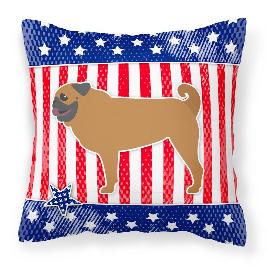 USA Patriotic Pug Fabric Decorative Pillow