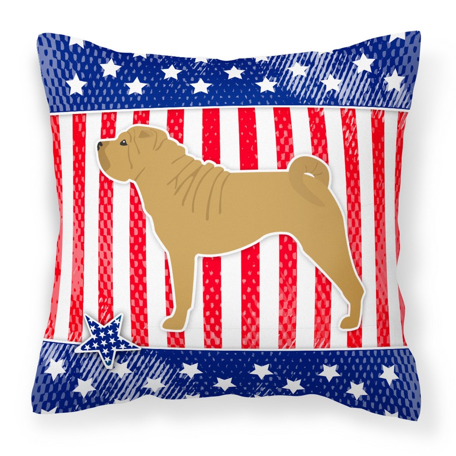 USA Patriotic Shar Pei Fabric Decorative Pillow