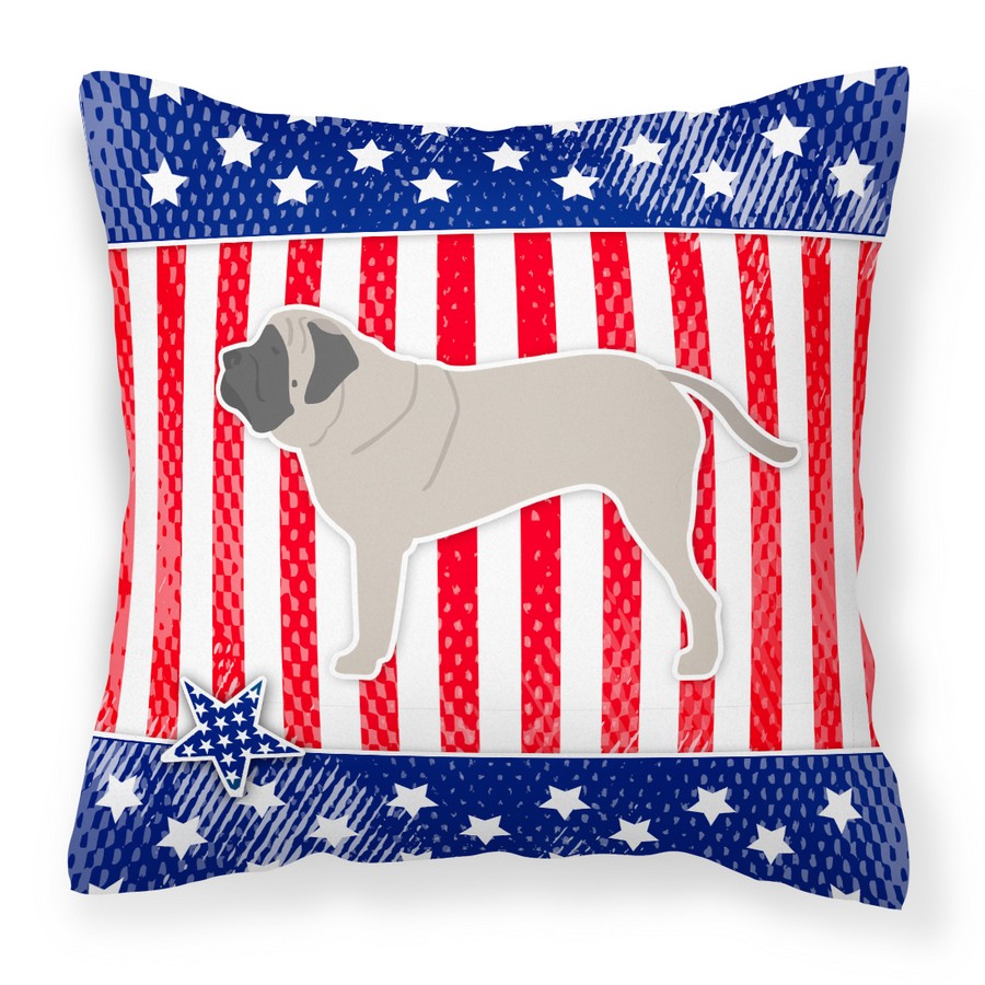 USA Patriotic English Mastiff Fabric Decorative Pillow