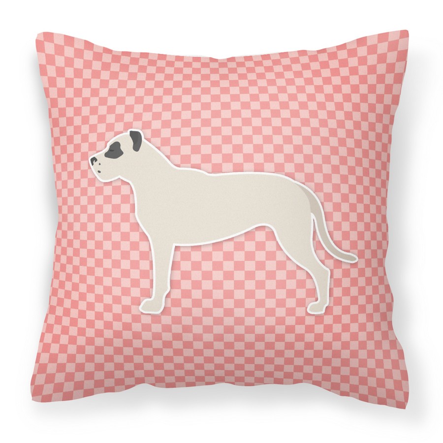 Dogo Argentino Checkerboard Pink Fabric Decorative Pillow