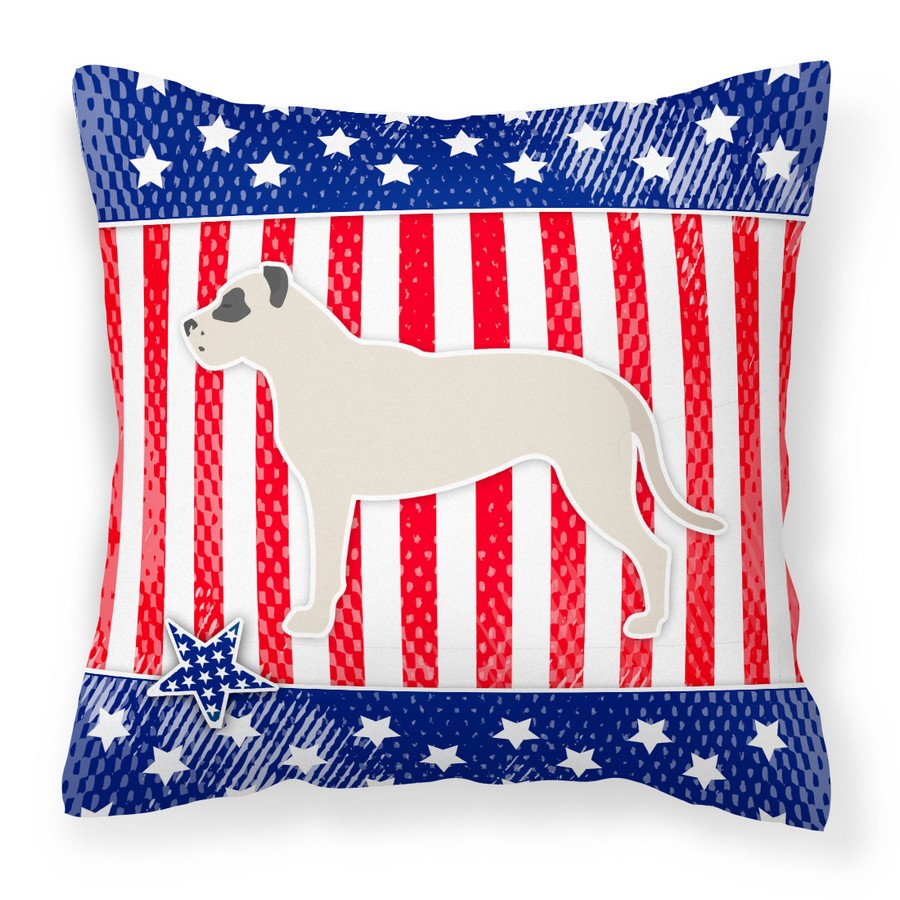 USA Patriotic Dogo Argentino Fabric Decorative Pillow