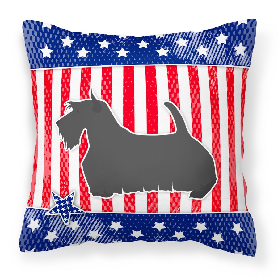 USA Patriotic Scottish Terrier Fabric Decorative Pillow