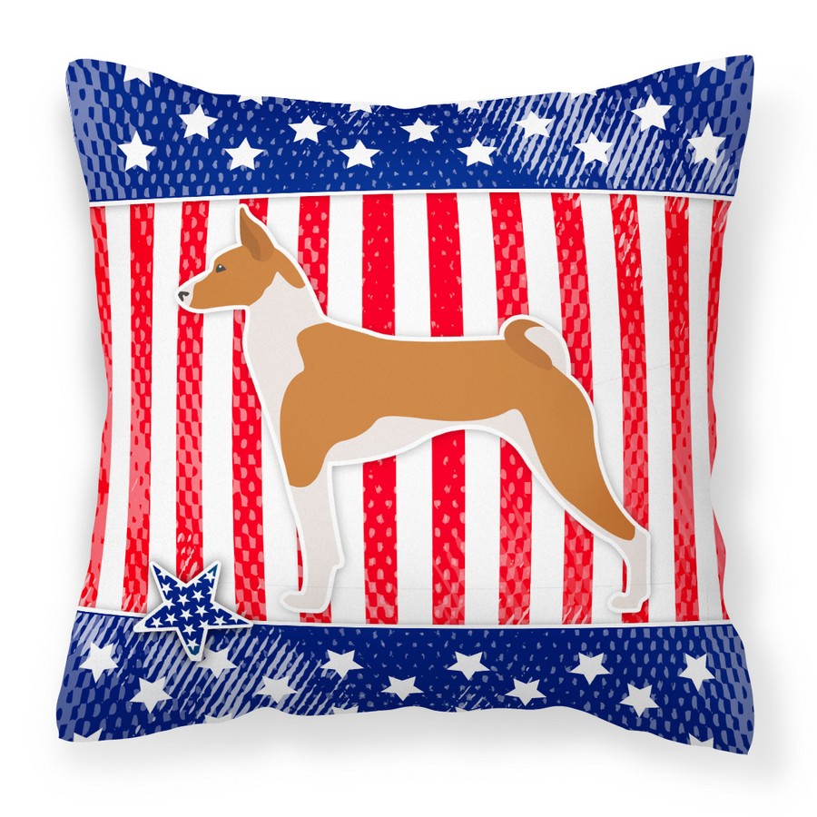 USA Patriotic Basenji Fabric Decorative Pillow
