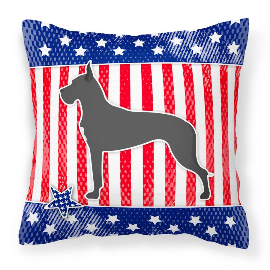 USA Patriotic Great Dane Fabric Decorative Pillow