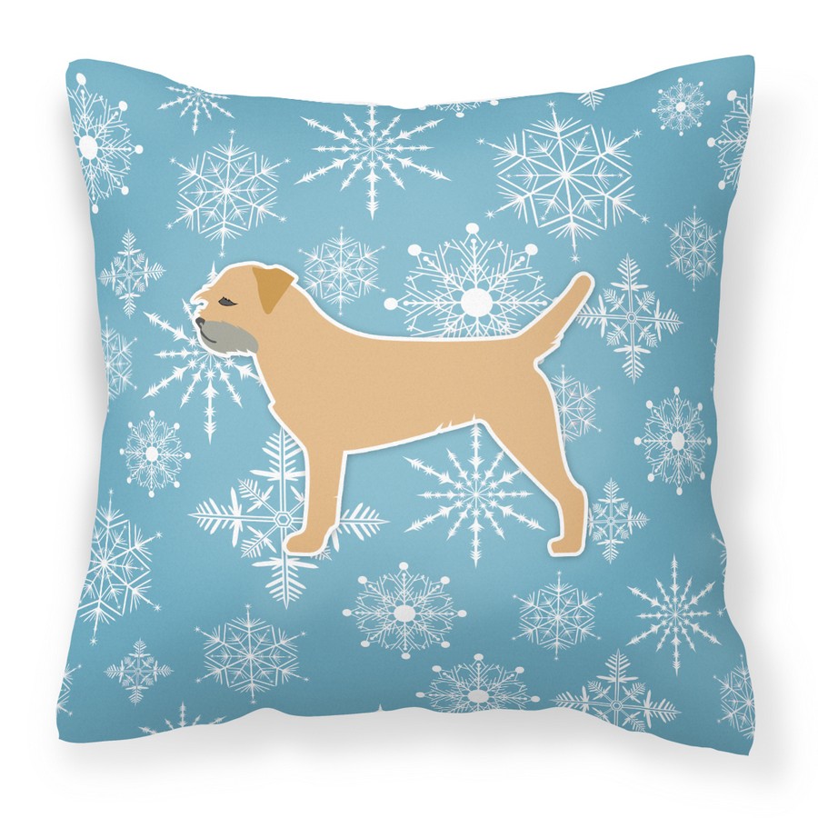 Winter Snowflake Border Terrier Fabric Decorative Pillow