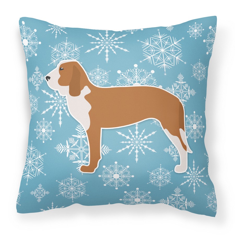 Winter Snowflake Spanish Hound Fabric Decorative Pillow