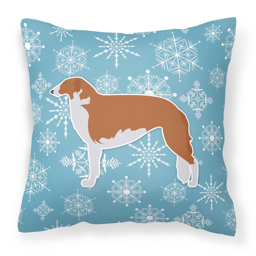 Winter Snowflake Borzoi Russian Greyhound Fabric Decorative Pillow
