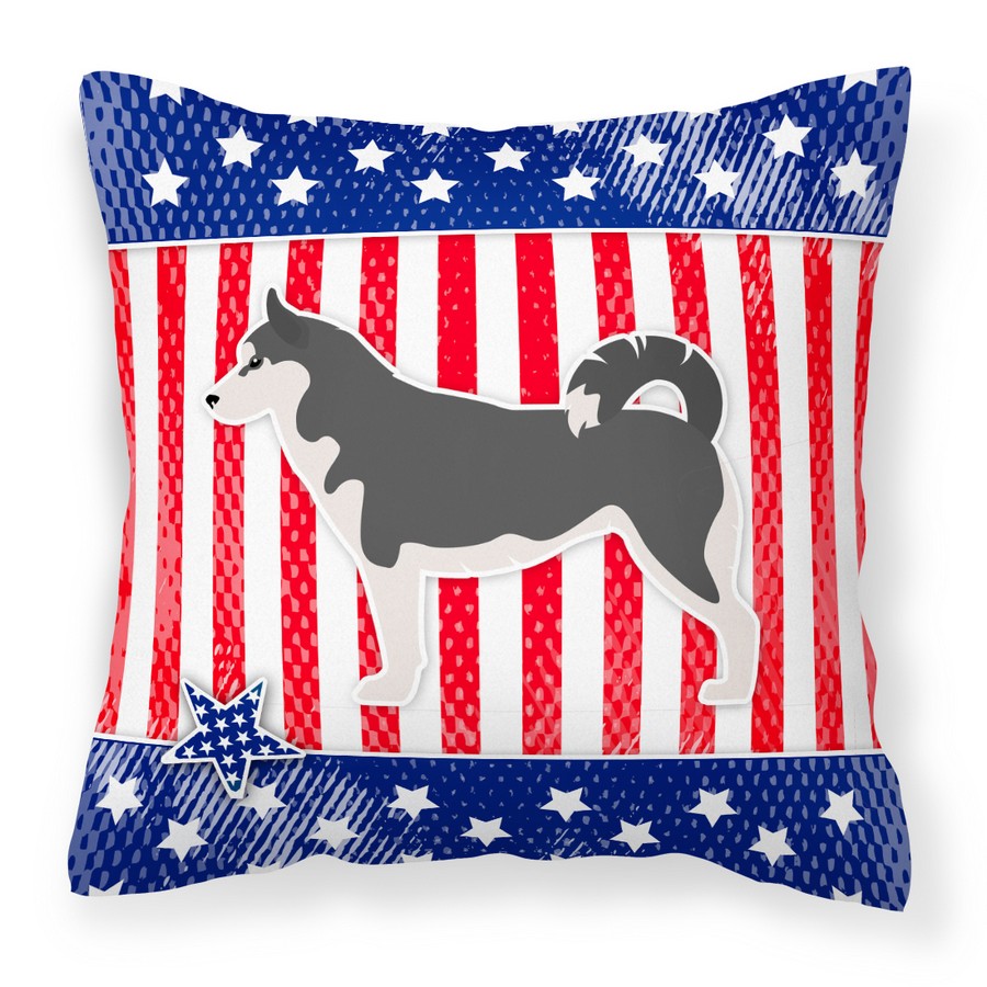 USA Patriotic Siberian Husky Fabric Decorative Pillow