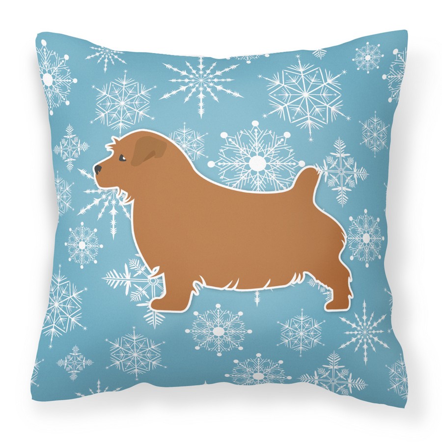 Winter Snowflake Norfolk Terrier Fabric Decorative Pillow
