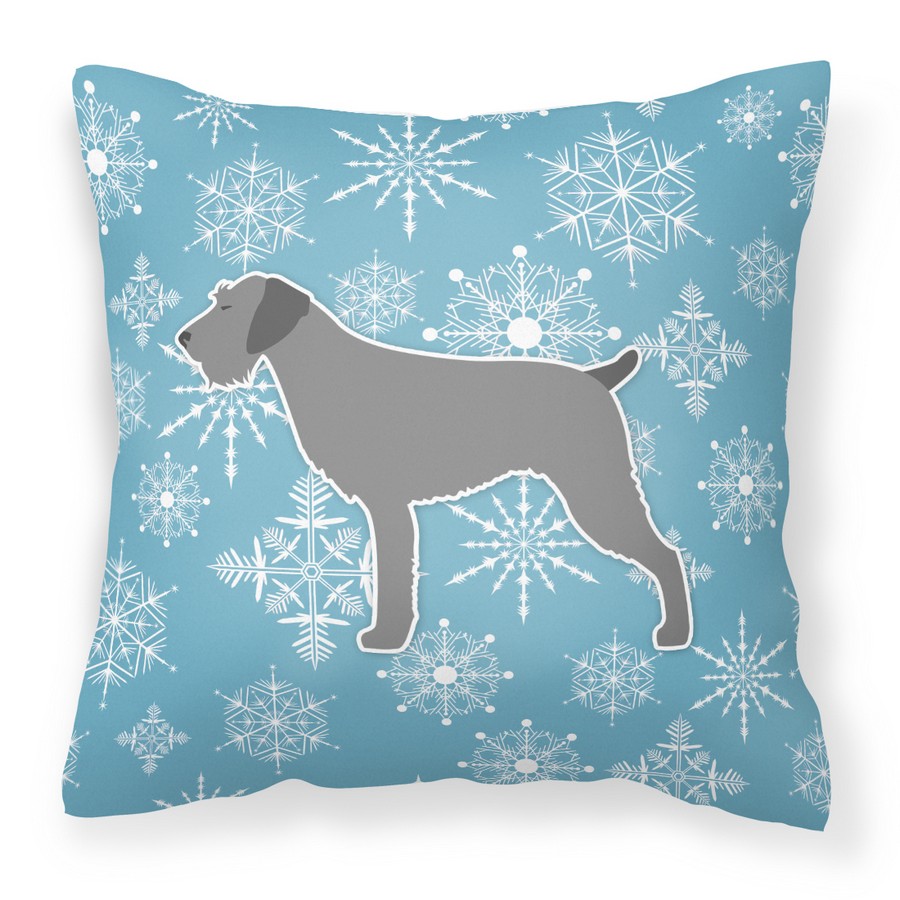 Winter Snowflake German Wirehaired Pointer Fabric Decorative Pillow