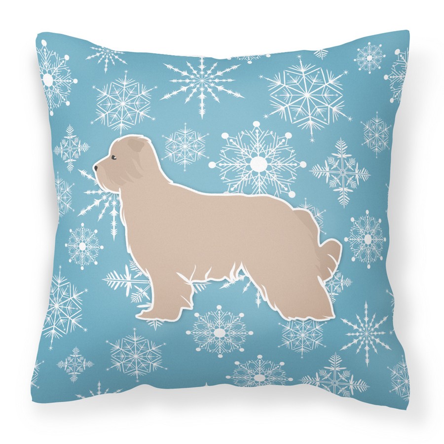 Winter Snowflake Pyrenean Shepherd Fabric Decorative Pillow