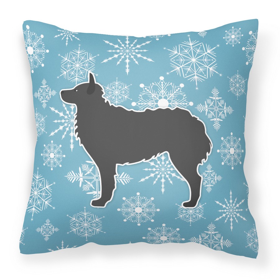 Winter Snowflake Croatian Sheepdog Fabric Decorative Pillow