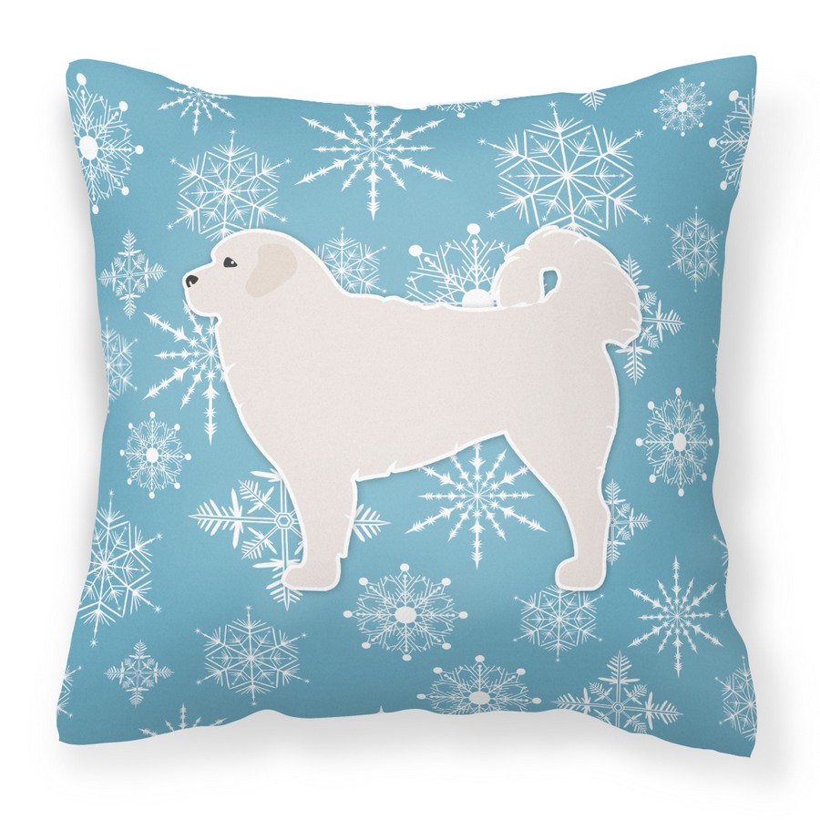 Winter Snowflake Polish Tatra Sheepdog Fabric Decorative Pillow