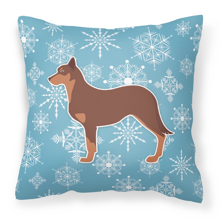 Winter Snowflake Australian Kelpie Dog Fabric Decorative Pillow