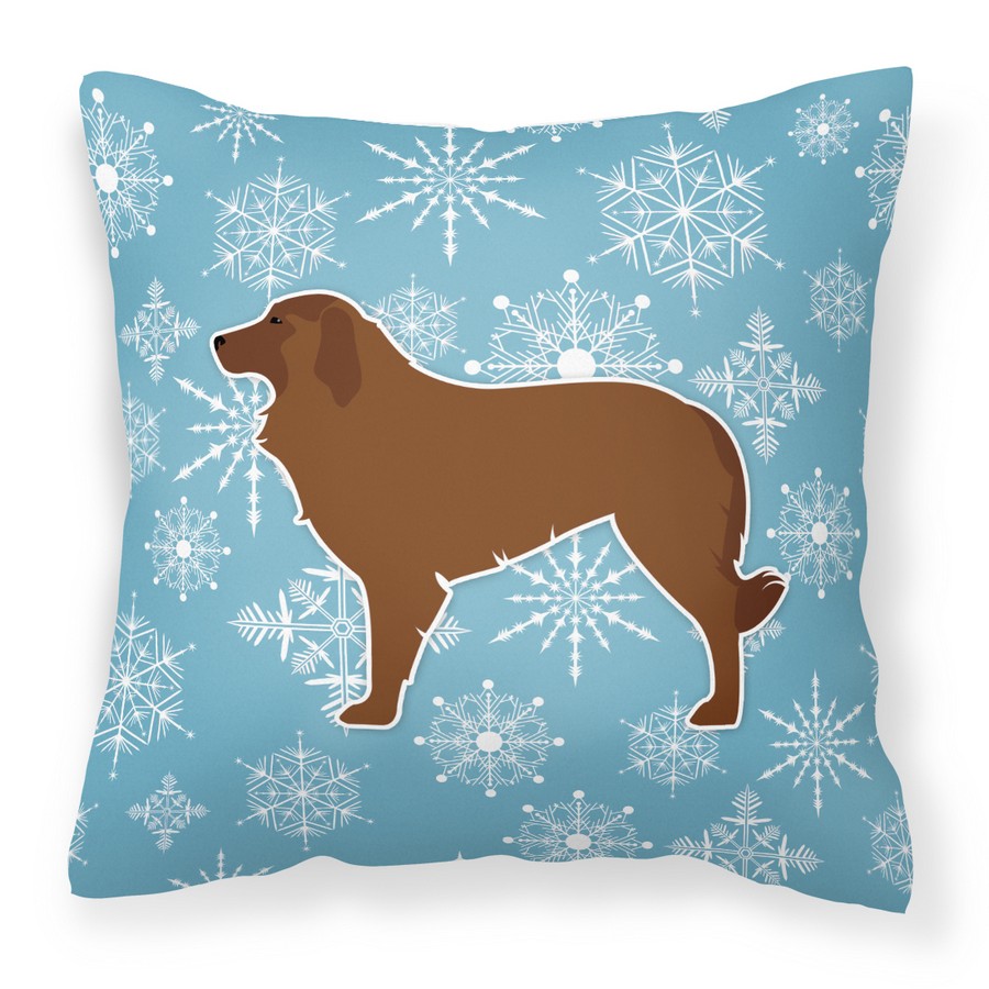 Winter Snowflake Portuguese Sheepdog Dog Fabric Decorative Pillow