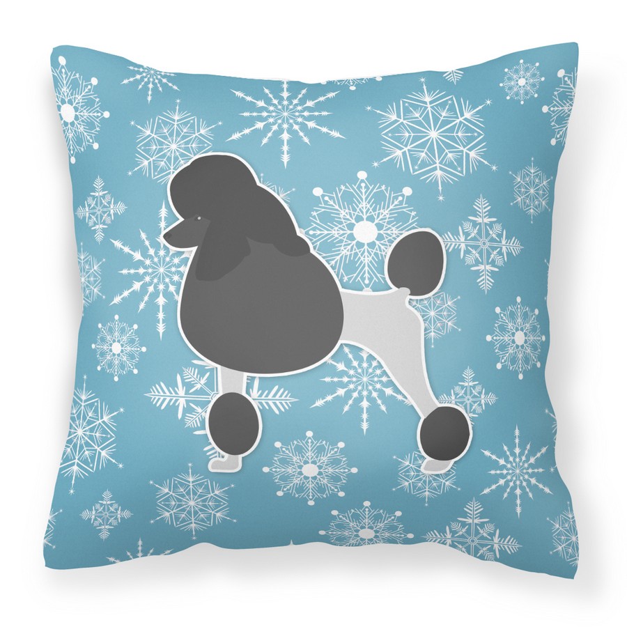 Winter Snowflake Poodle Fabric Decorative Pillow