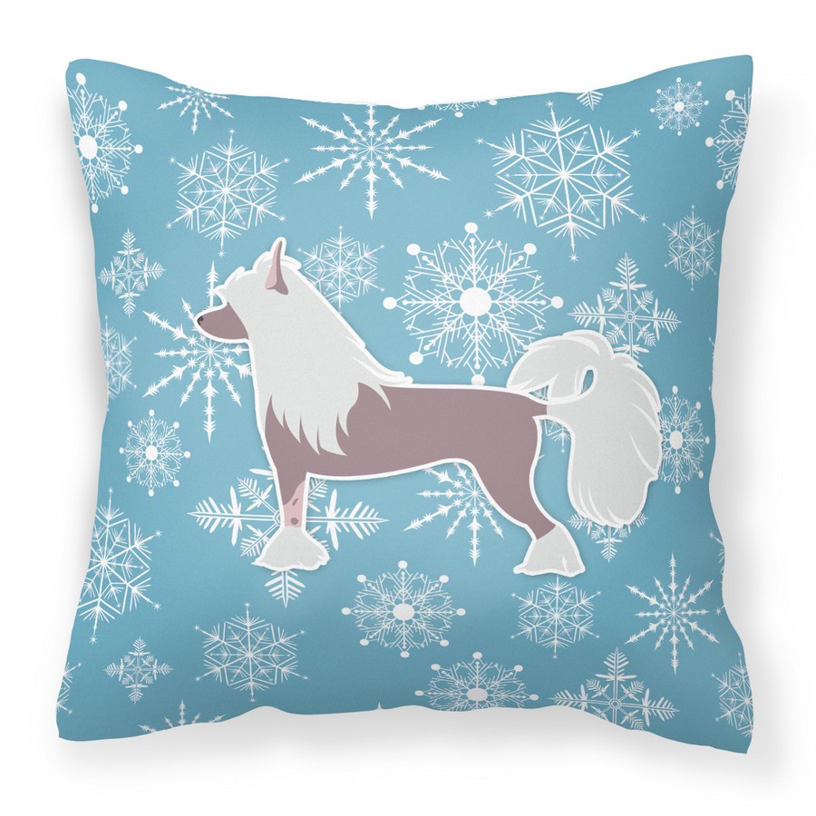 Winter Snowflake Chinese Crested Fabric Decorative Pillow