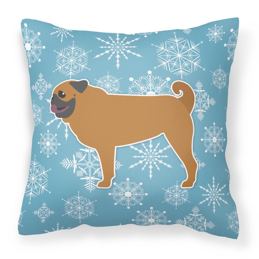 Winter Snowflake Pug Fabric Decorative Pillow