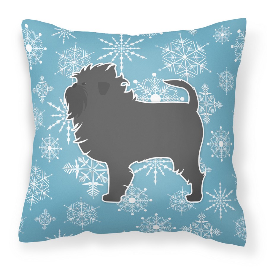 Winter Snowflake Affenpinscher Fabric Decorative Pillow