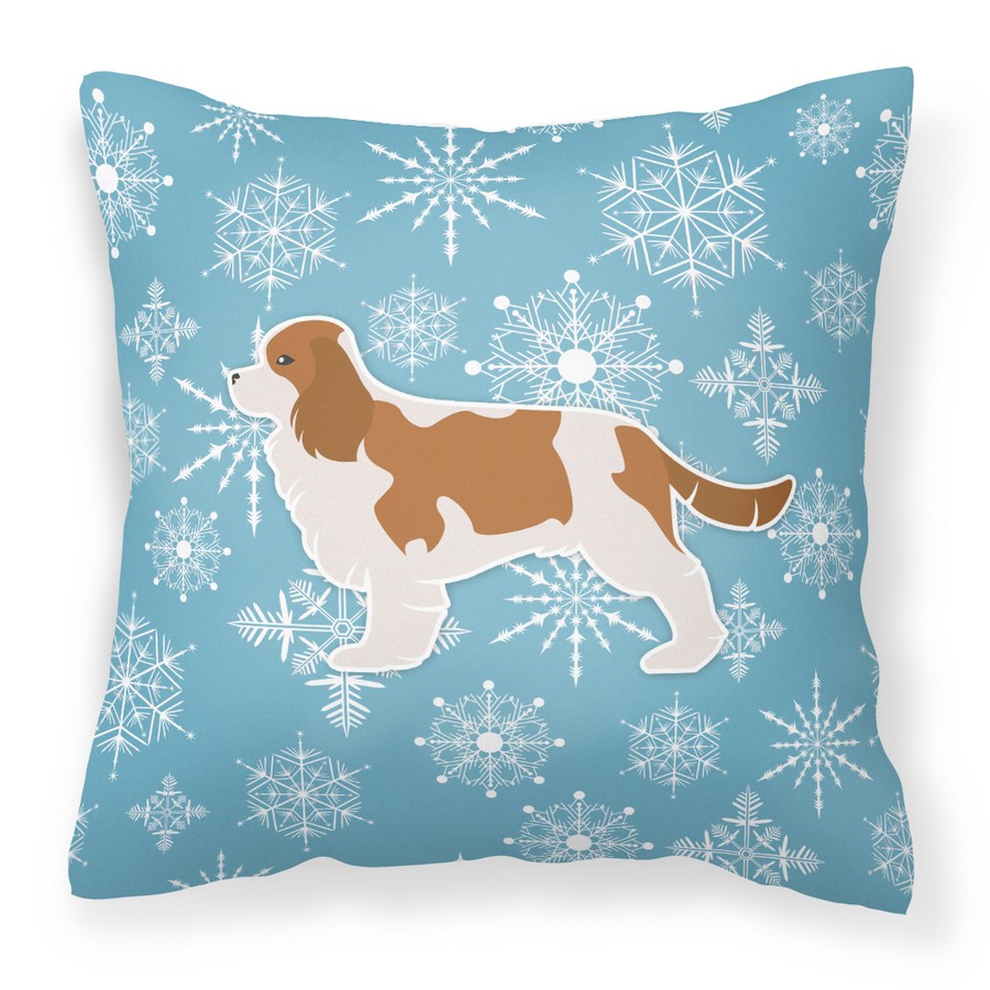 Winter Snowflake Cavalier King Charles Spaniel Fabric Decorative Pillow