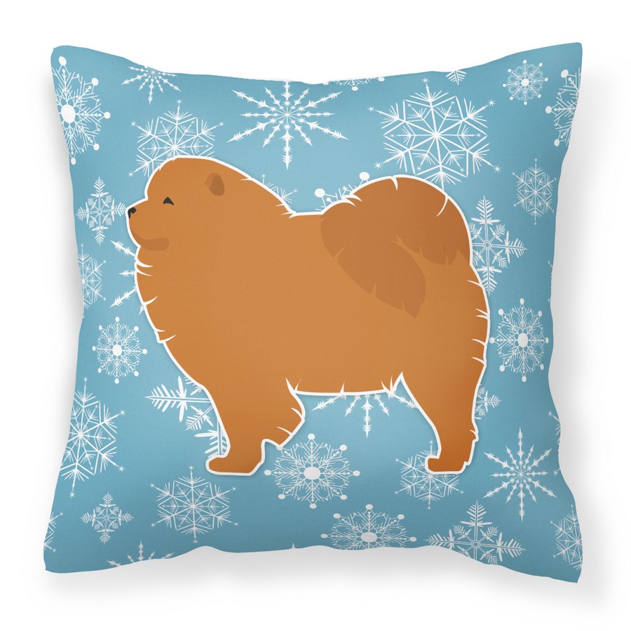Winter Snowflake Chow Chow Fabric Decorative Pillow