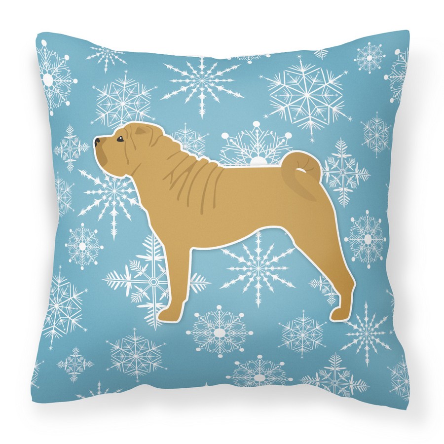 Winter Snowflake Shar Pei Merry Fabric Decorative Pillow