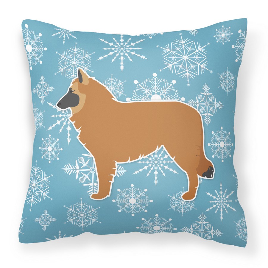 Picture of Carolines Treasures BB3561PW1414 Winter Snowflake Belgian Shepherd Fabric Decorative Pillow
