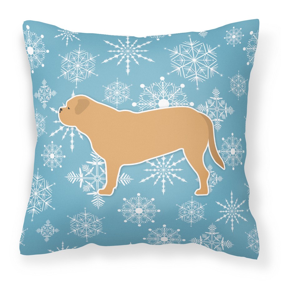 Winter Snowflake Dogue de Bordeaux Fabric Decorative Pillow