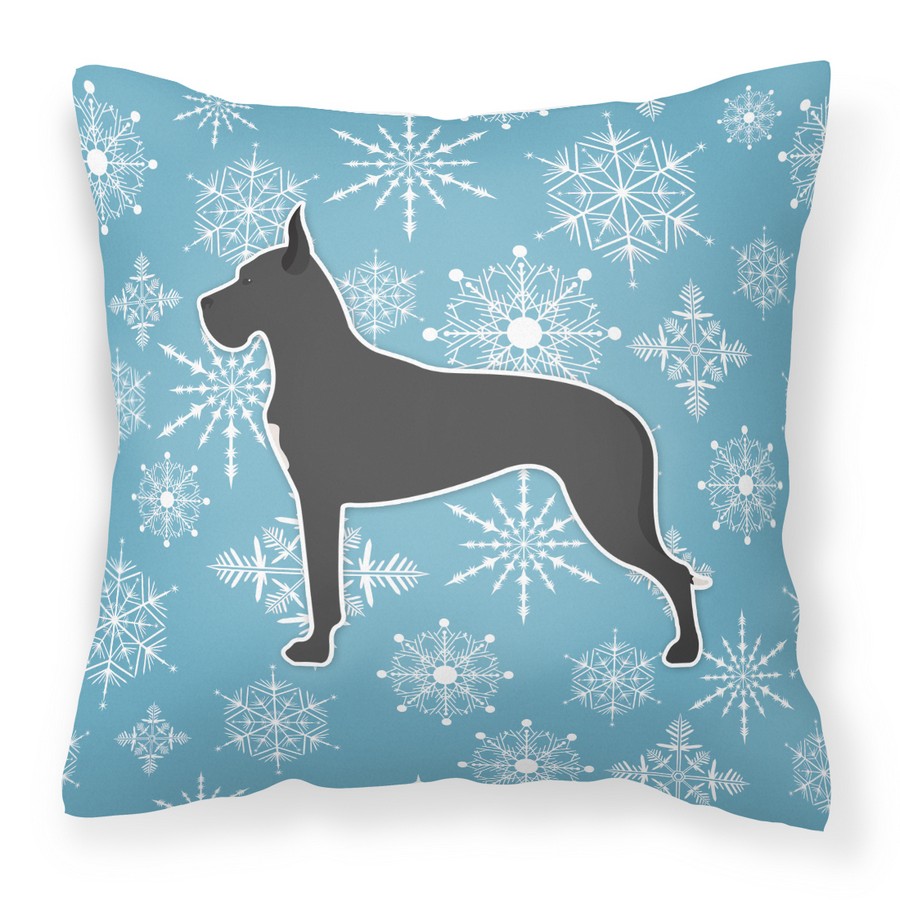 Winter Snowflake Great Dane Fabric Decorative Pillow