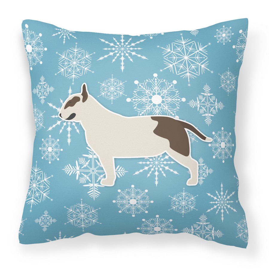 Winter Snowflake Bull Terrier Fabric Decorative Pillow