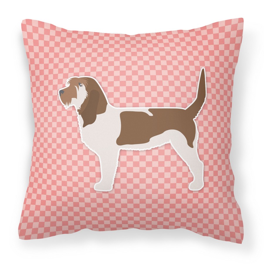 Grand Basset Griffon Vendeen Checkerboard Pink Fabric Decorative Pillow