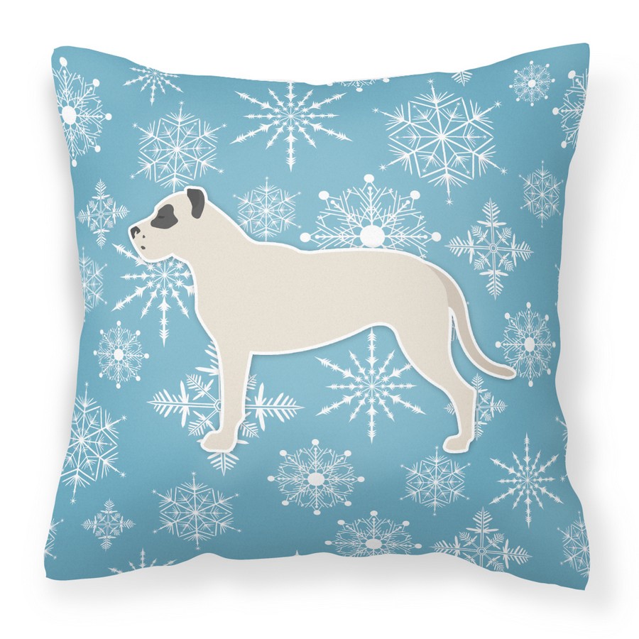Winter Snowflake Dogo Argentino Fabric Decorative Pillow