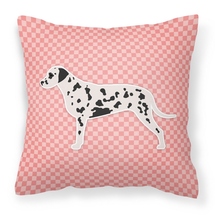 Dalmatian Checkerboard Pink Fabric Decorative Pillow
