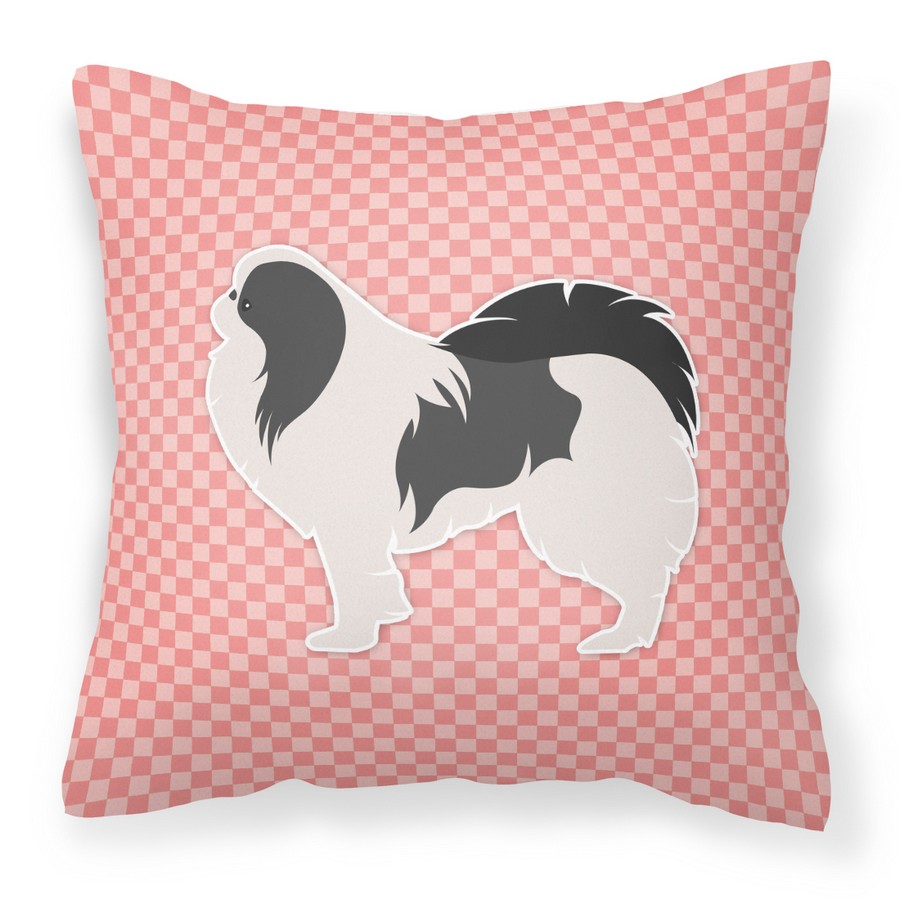 Japanese Chin Checkerboard Pink Fabric Decorative Pillow
