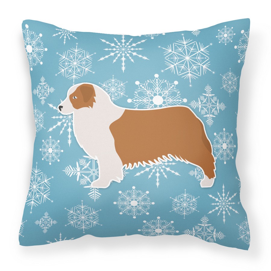 Winter Snowflake Australian Shepherd Dog Fabric Decorative Pillow