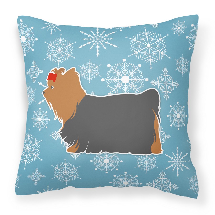 Winter Snowflake Yorkshire Terrier Yorkie Fabric Decorative Pillow