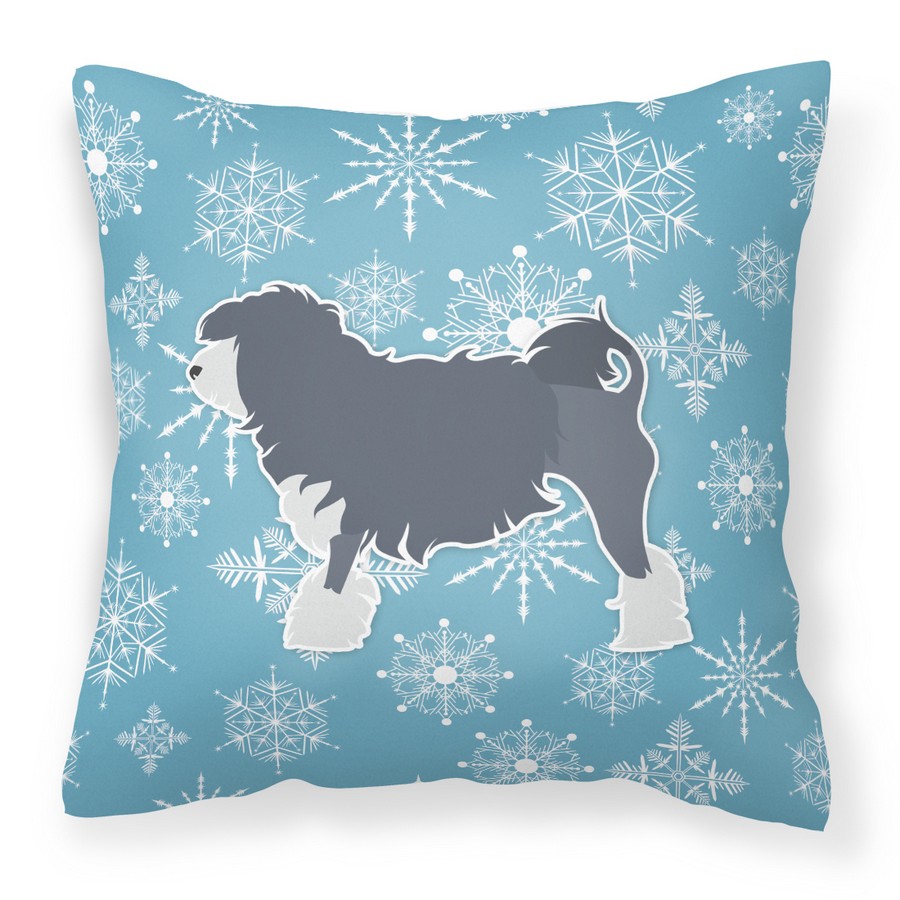 Winter Snowflake Lowchen Fabric Decorative Pillow