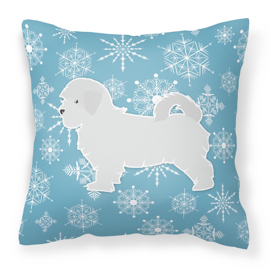 Winter Snowflake Maltese Fabric Decorative Pillow