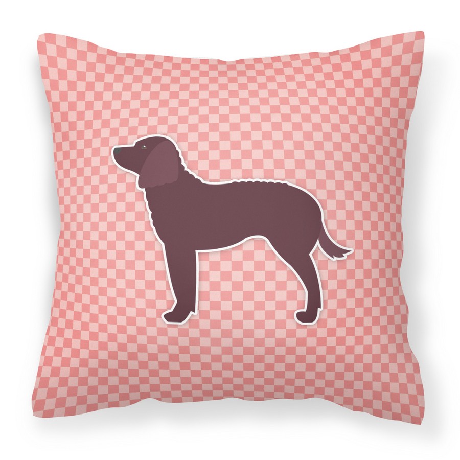 American Water Spaniel Checkerboard Pink Fabric Decorative Pillow
