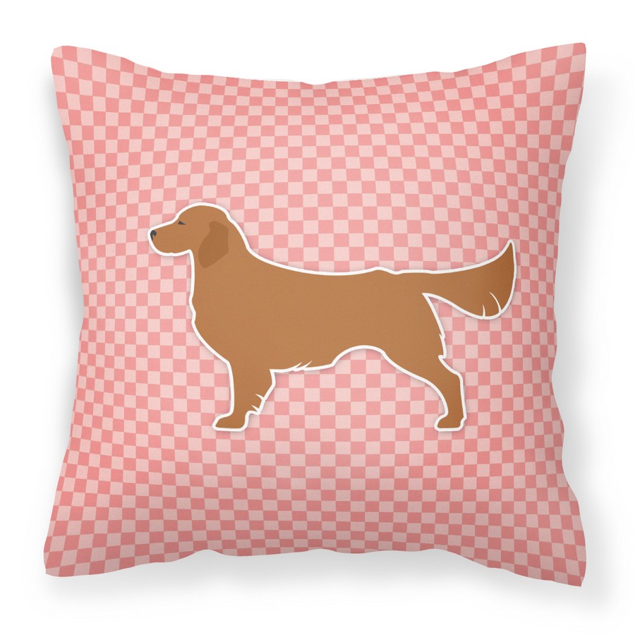 Golden Retriever Checkerboard Pink Fabric Decorative Pillow